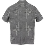 着物アロハシャツ グレー・竹の柄 大島紬 L22-45