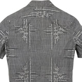 着物アロハシャツ グレー・竹の柄 大島紬 L22-45