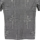 着物アロハシャツ グレー・竹の柄 大島紬 L22-45