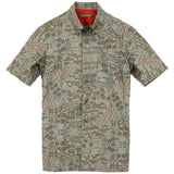 着物アロハシャツ グリーン・風景柄 大島紬 L22-55