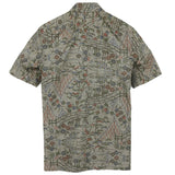 着物アロハシャツ グリーン・風景柄 大島紬 L22-55