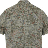 着物アロハシャツ グリーン・風景柄 大島紬 L22-55
