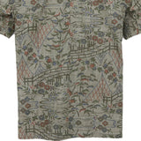 着物アロハシャツ グリーン・風景柄 大島紬 L22-55