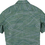 着物アロハシャツ グリーン・線の模様 L22-71