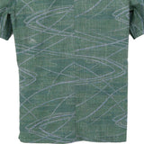 着物アロハシャツ グリーン・線の模様 L22-71