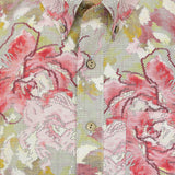 着物アロハシャツ イエロー・花柄 大島紬 L22-72