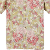 着物アロハシャツ イエロー・花柄 大島紬 L22-72