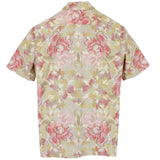 着物アロハシャツ イエロー・花柄 大島紬 L22-72