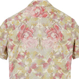 着物アロハシャツ イエロー・花柄 大島紬 L22-72