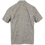 着物アロハシャツ ベージュ・風景柄 大島紬 L22-83