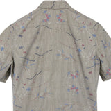 着物アロハシャツ ベージュ・風景柄 大島紬 L22-83