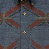 着物アロハシャツ ネイビー・斜め格子 L22-90