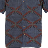 着物アロハシャツ ネイビー・斜め格子 L22-90