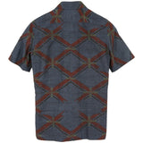 着物アロハシャツ ネイビー・斜め格子 L22-90