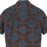 着物アロハシャツ ネイビー・斜め格子 L22-90