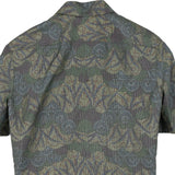 着物アロハシャツ グリーン・植物柄 大島紬 L22-115