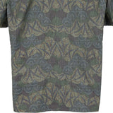 着物アロハシャツ グリーン・植物柄 大島紬 L22-115