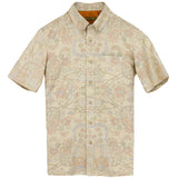 着物アロハシャツ ベージュ・植物柄 大島紬 L22-142