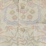 着物アロハシャツ ベージュ・植物柄 大島紬 L22-142