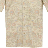 着物アロハシャツ ベージュ・植物柄 大島紬 L22-142