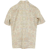 着物アロハシャツ ベージュ・植物柄 大島紬 L22-142