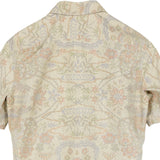 着物アロハシャツ ベージュ・植物柄 大島紬 L22-142