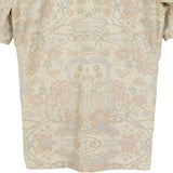 着物アロハシャツ ベージュ・植物柄 大島紬 L22-142