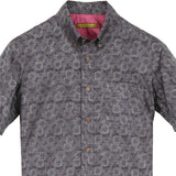 着物アロハシャツ 紫・格子模様 大島紬 L2151