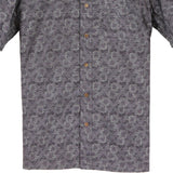 着物アロハシャツ 紫・格子模様 大島紬 L2151