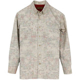 着物シャツ 長袖 アイボリー・風景模様 大島紬 L23-14