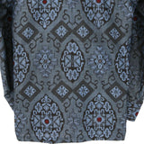 着物シャツ 長袖 ブルー・花の文様 大島紬 L23-17