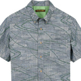 着物アロハシャツ グレー・緑の模様 XL22-65