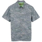 着物アロハシャツ グレー・緑の模様 XL22-65