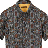 着物アロハシャツ グレー・細かな文様 XL22-131