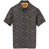 着物アロハシャツ グレー・細かな文様 XL22-131