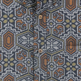 着物アロハシャツ グレー・細かな文様 XL22-131