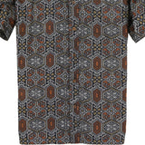 着物アロハシャツ グレー・細かな文様 XL22-131