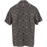 着物アロハシャツ グレー・細かな文様 XL22-131