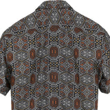 着物アロハシャツ グレー・細かな文様 XL22-131