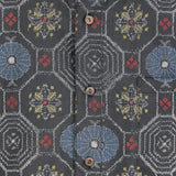 着物アロハシャツ ブラック・蜀江文様 大島紬 XL22-132