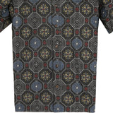 着物アロハシャツ ブラック・蜀江文様 大島紬 XL22-132