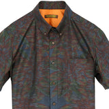 着物アロハシャツ ネイビー・花柄 大島紬 XL22-135