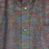 着物アロハシャツ ネイビー・花柄 大島紬 XL22-135