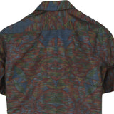 着物アロハシャツ ネイビー・花柄 大島紬 XL22-135