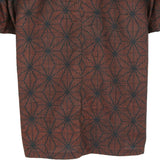 着物アロハシャツ 暗い赤・麻の葉模様 XL22-136