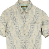 着物アロハシャツ クリーム色・菱形模様 XL22-140
