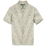 着物アロハシャツ クリーム色・菱形模様 XL22-140