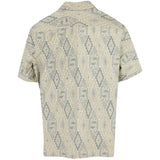 着物アロハシャツ クリーム色・菱形模様 XL22-140