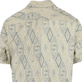 着物アロハシャツ クリーム色・菱形模様 XL22-140