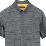 着物アロハシャツ チャコールグレー・縞模様 大島紬 XL22-141